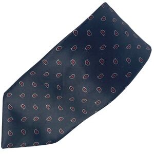 KETCH Neck Tie Mens Classic Navy Red Micro‎ Paisley Traditional Polyester 56x3.5